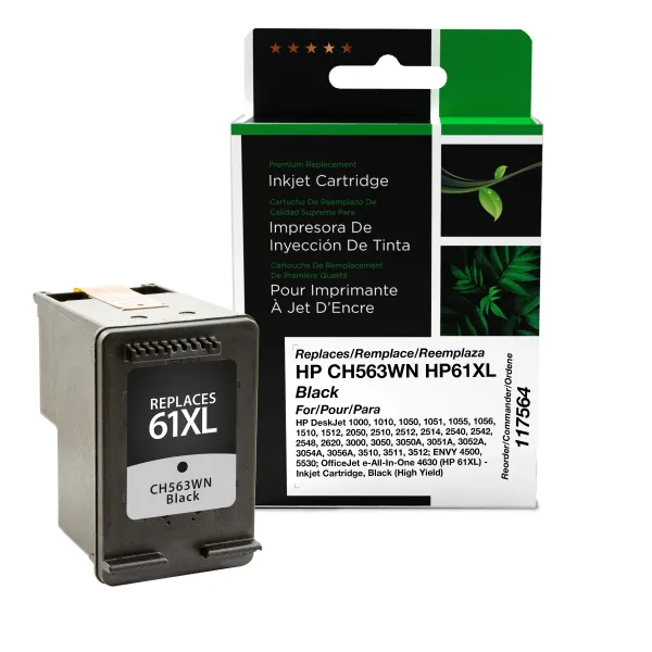 Remanufactured High Yield Black Ink Cartridge for HP 61XL (CH563WN) (Page Yield: 480)