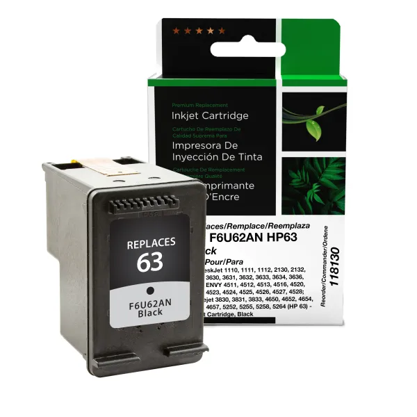 Remanufactured Black Ink Cartridge for HP 63 (F6U62AN) (Page Yield: 190)