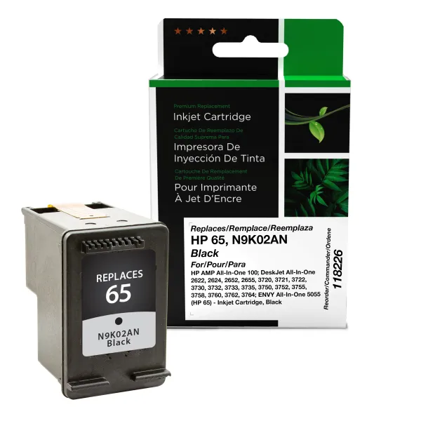 Remanufactured Black Ink Cartridge for HP 65 (N9K02AN) (Page Yield: 120)