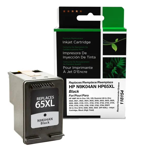 Remanufactured High Yield Black Ink Cartridge for HP 65XL (N9K04AN) (Page Yield: 300)