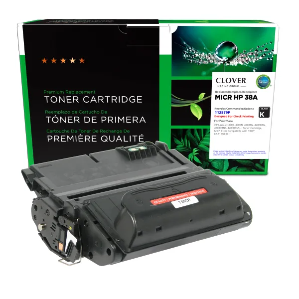 Remanufactured 38A MICR Toner Cartridge for HP Q1338A (Page Yield: 12,000)