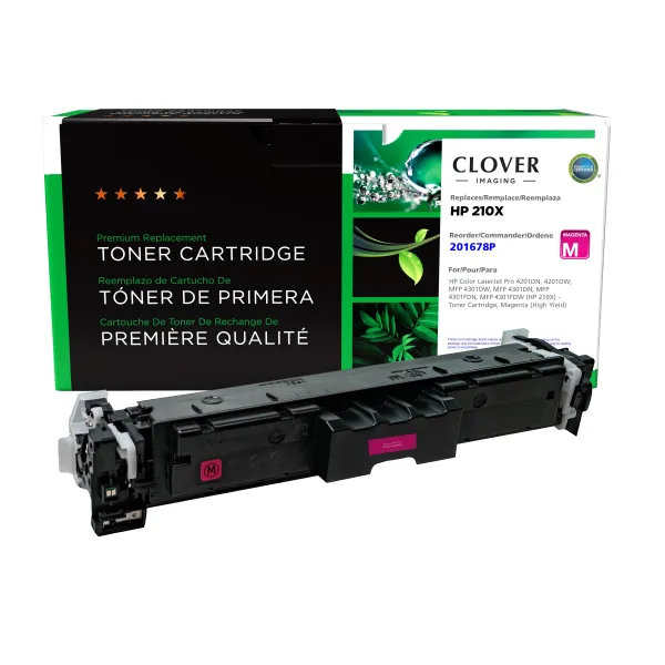 Remanufactured High Yield Magenta Toner Cartridge (New Chip) for HP 210X (W2103X) (Page Yield: 5,500) (Yield: 5,500) Compatible with OEM# 201678P