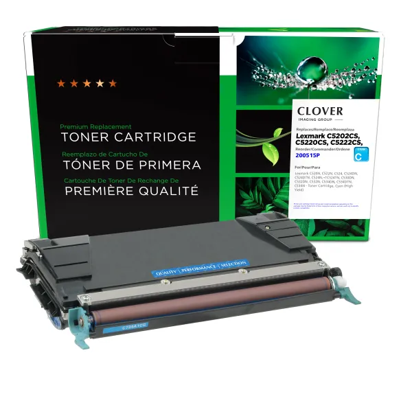 Remanufactured High Yield Cyan Toner Cartridge for Lexmark C520/C522/C524/C534 (Page Yield: 5,000)