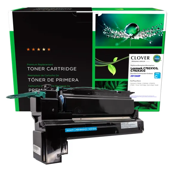 Remanufactured High Yield Cyan Toner Cartridge for Lexmark C792 (Page Yield: 20,000)