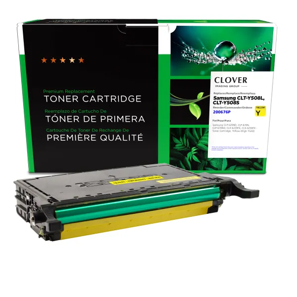 High Yield Yellow Toner Cartridge for Samsung CLT-Y508L/CLT-Y508S (4,000 Yield) (Compatible with OEM CLT-Y508L, CLT-Y508S)
