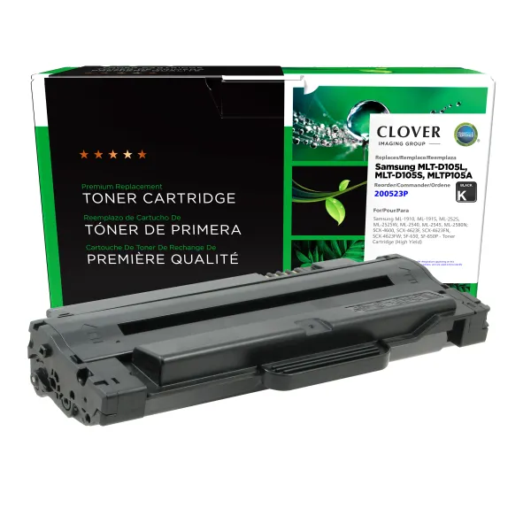 Remanufactured High Yield Toner Cartridge for Samsung MLT-D105L/MLT-D105S (Page Yield: 2,500)