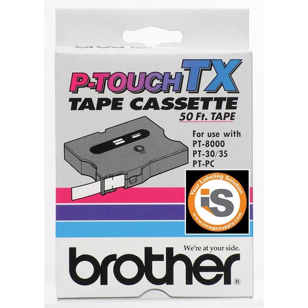 Brother 12mm (1/2") Red on Clear Laminated Tape (15m/50') (1/Pkg) For Use in TX P-touch: PC/30/35/8000