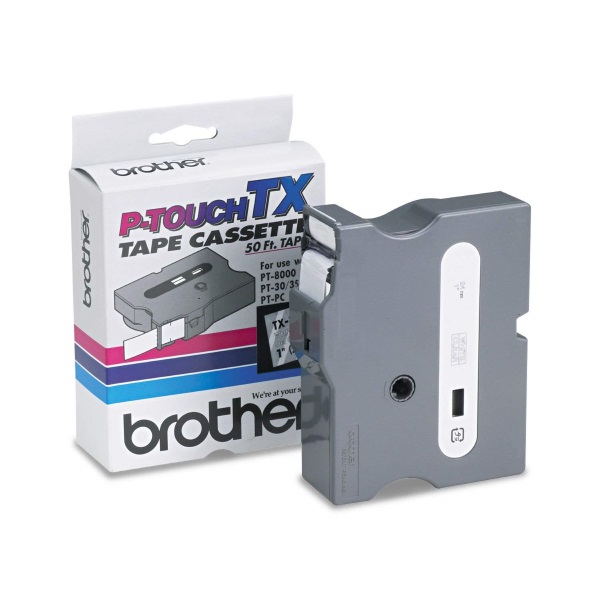 Brother 24mm (1") White on Clear Laminated Tape (15m/50') (1/Pkg) For use in TX P-Touch: PC/30/35/8000