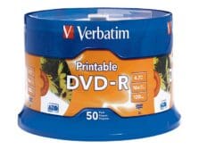 Verbatim DVD-R 4.7GB 16X White Inkjet Printable with Branded Hub - 50pk Spindle