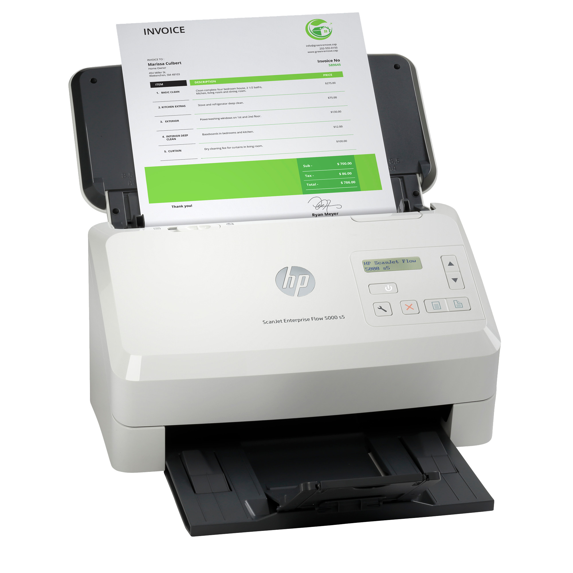 HP Scanjet Enterprise Flow 5000 s5 Sheetfed Color Scanner (65 ppm) (130 ipm) (512 MB) (600 x 600 dpi) (Duty Cycle 7,500 Sheets Per Day) (24-bit) (Duplex) (USB) (80 Sheet ADF) (Energy Star)